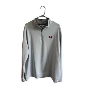Peter Millar University of Georgia 1/4 Zip Longsleeve Light Gray Bulldogs Sz XL